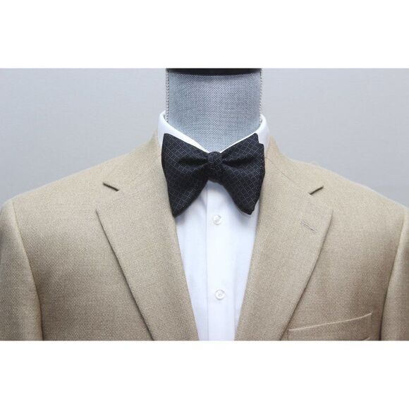 Men's Self tied Bow Tie Silk Bowtie Big Butterfly Bow tie S619 Black Plaid - Picture 7 of 13